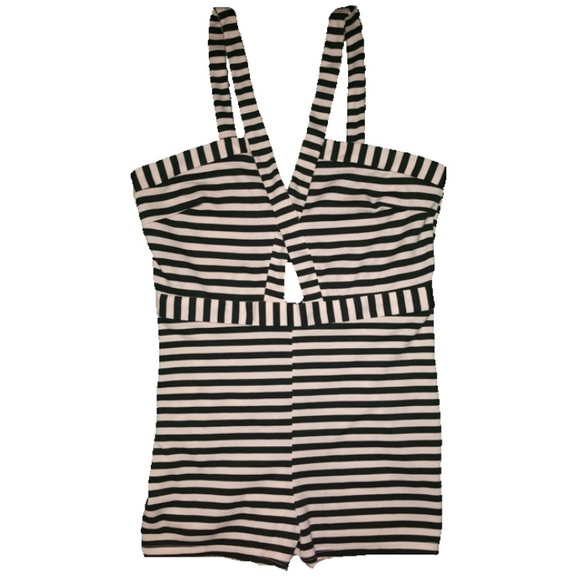 Black and White Striped Romper - Picture 2 of 2